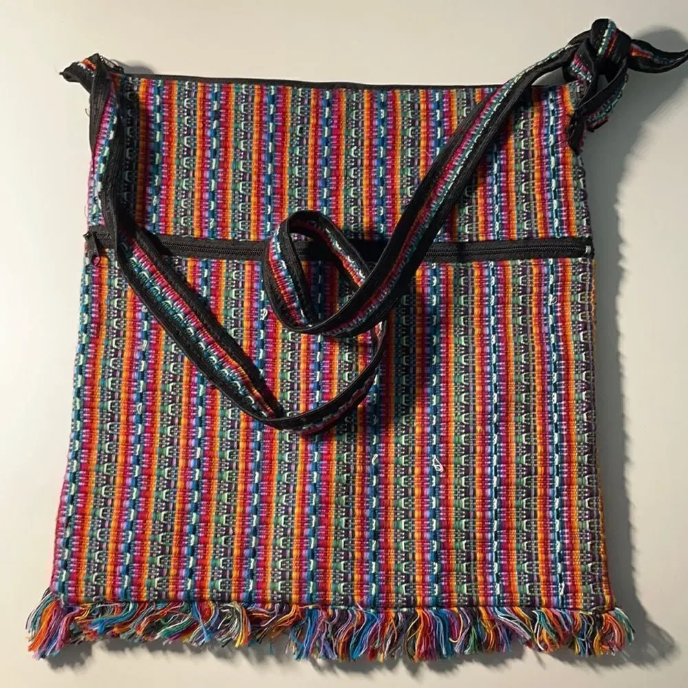 Colorful Woven Unisex Handbag Adjustable Strap